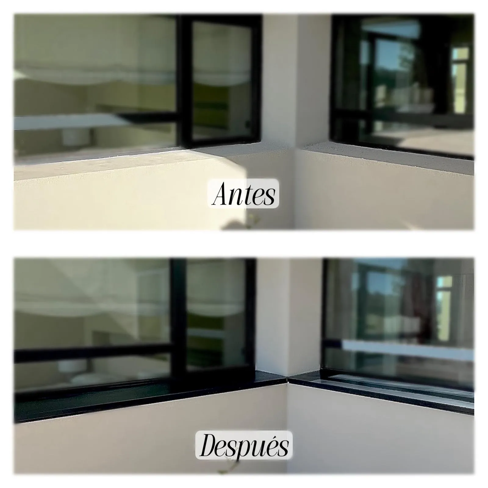 Antes y después de la instalación del vierteaguas